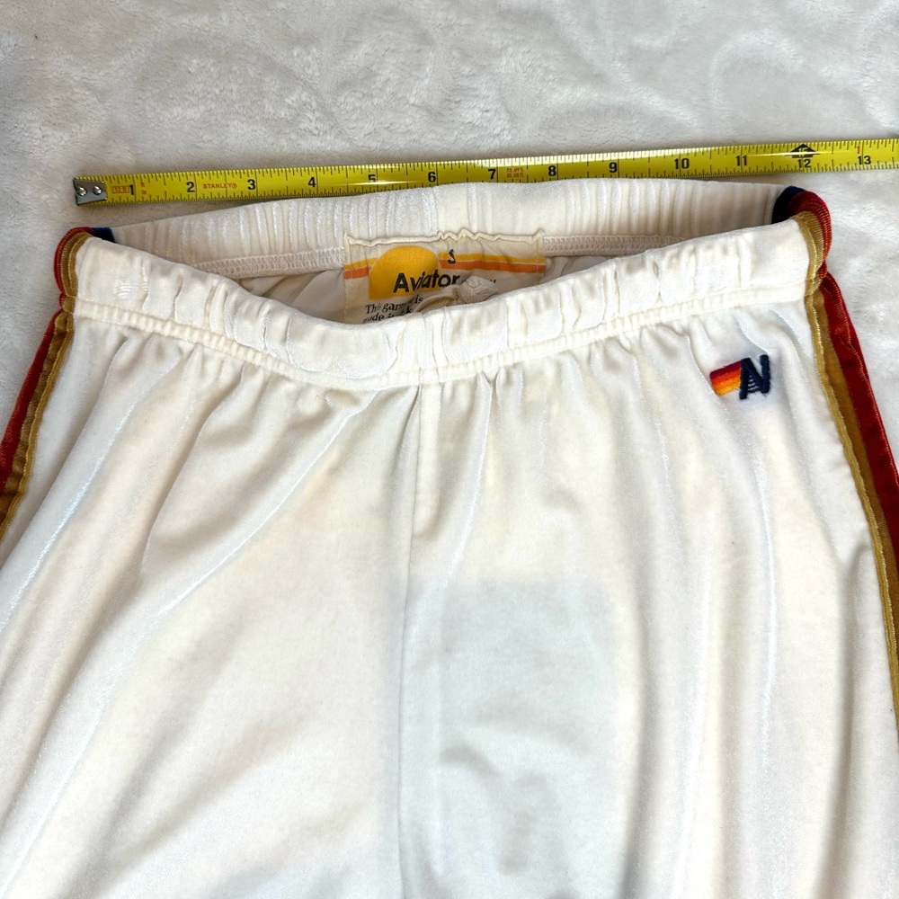 Aviator Nation Relaxed Velvet Jogger White with Colorful Stripes size SMALL - Picture 6 of 12